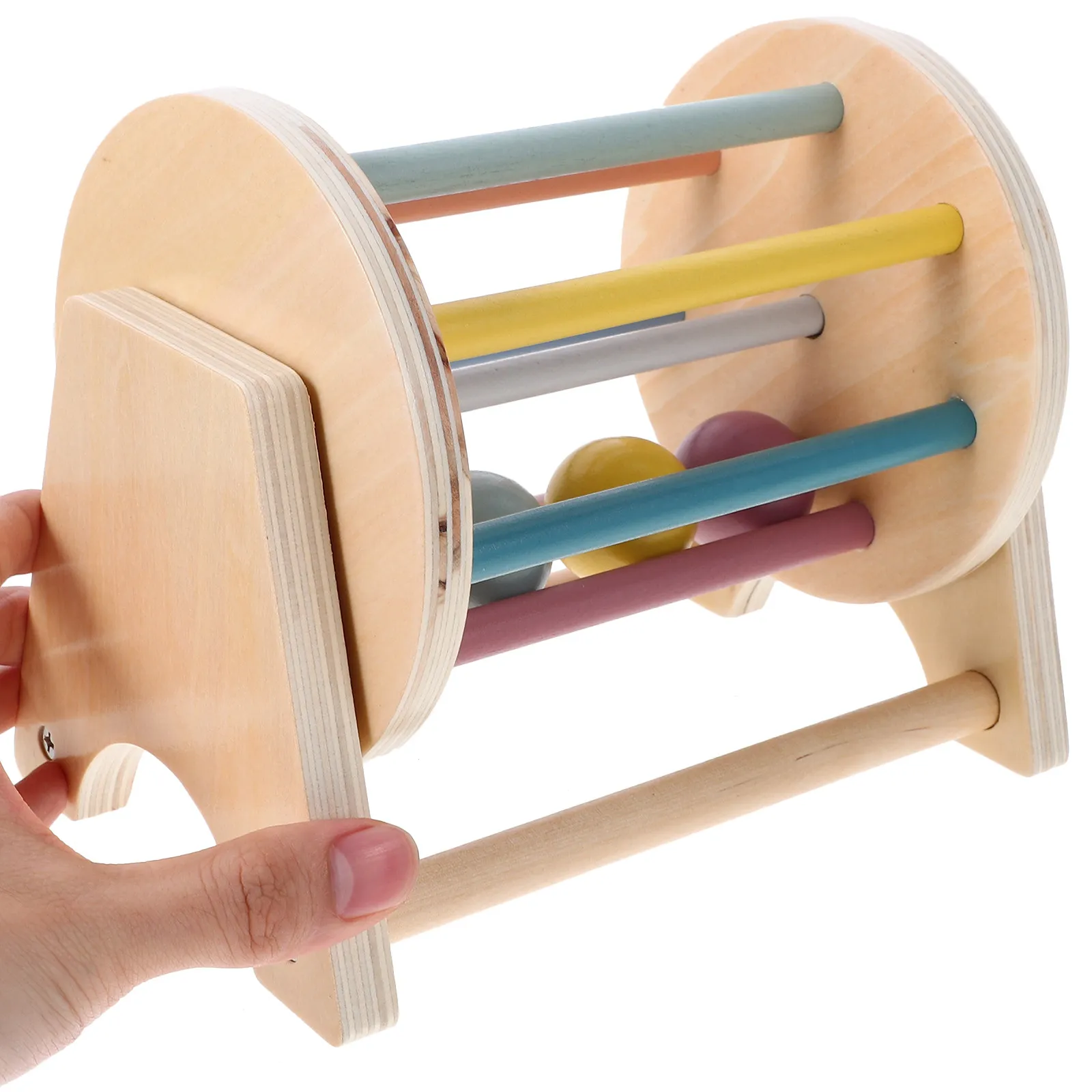 Wooden Textile Drum Montessori Educational Cognitive Plaything for Kids Fine Motor Skills Early Learning Hand Eye Coordination