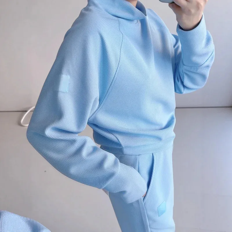 Women Waffle Knit High Neck Sweatshirt Long Sleeve Loose Fit Pullover Autumn Winter Warm Casual Sportswear Top Comfortable Daily