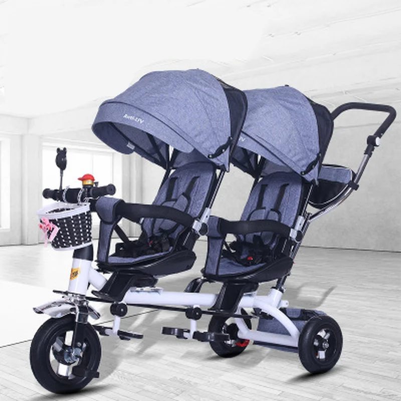 

Baby Strollers Double Twin with Air Wheel Universal Travel Baby Pram Children Tricycle Carriage for Sale Baby Push Trike