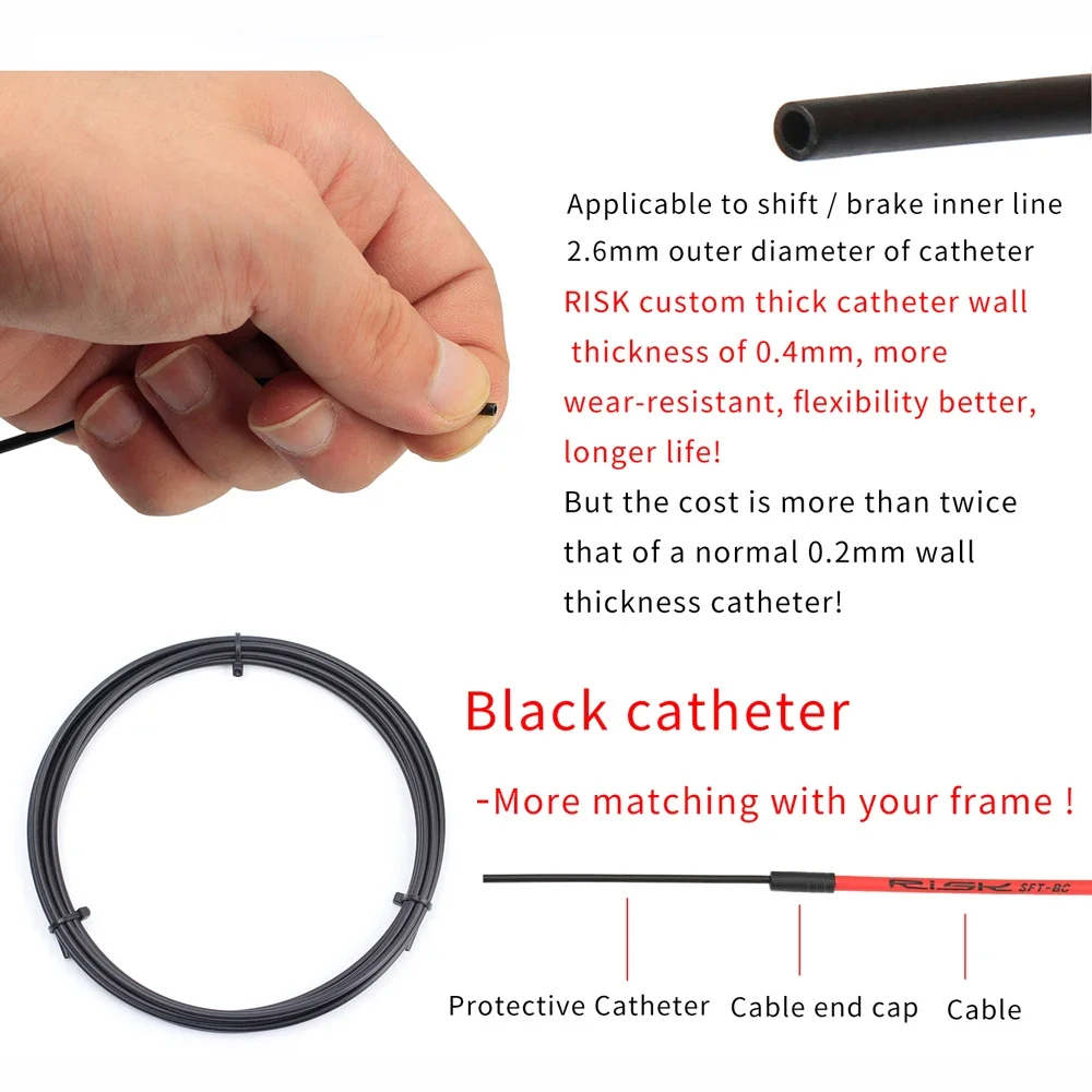 RISK 3M Bicycle Slick Lube Liner Catheter Kits MTB Road Bike Shift Cable Catheter Oil Tube Pipe Housing Brake Inner Cable Line