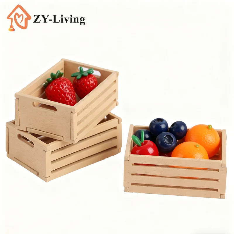 

Набор из 3 миниатюрных аксессуаров для кукольного домика 1/12: деревянные рамки-имитации для хранения, игрушки-модели