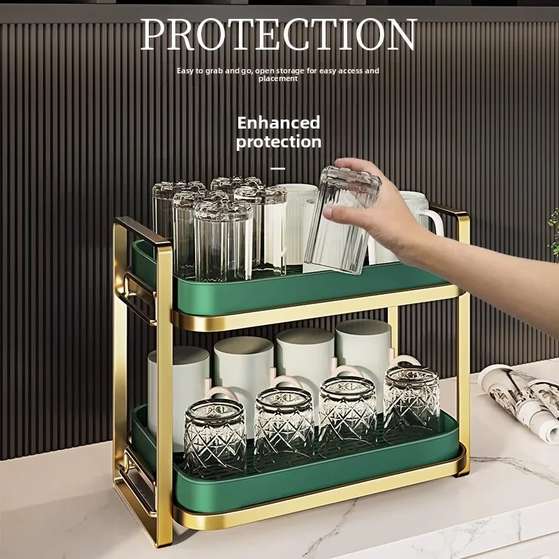 

Многофункциональная кухонная подставка для чашек, настольный двойной поднос для чайных чашек и стаканов, бытовой дренажный контейнер