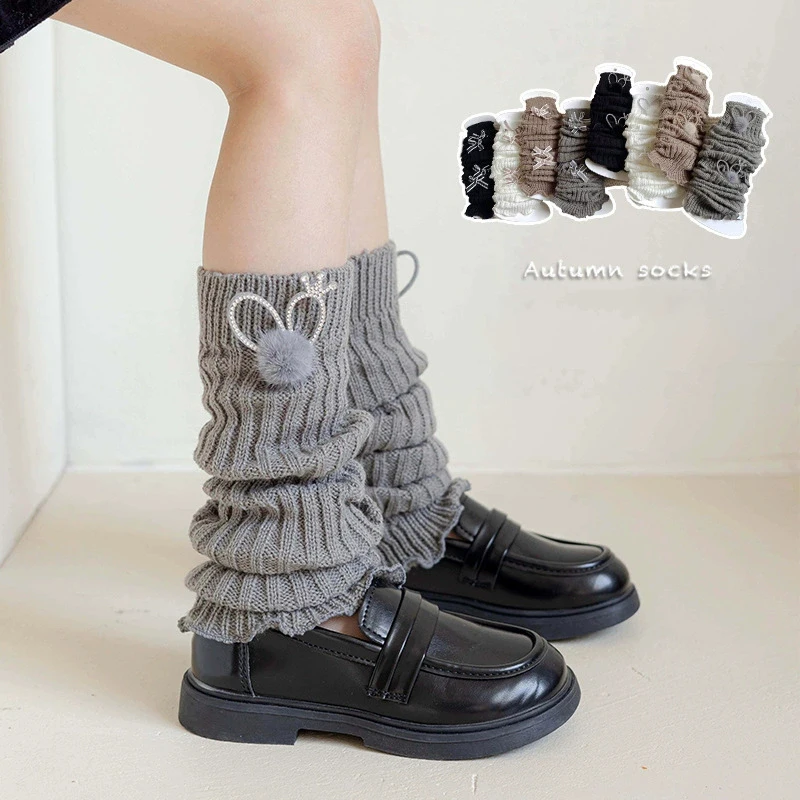 Girls Leg Warmers Autumn Loose Socks Kids Ankle Protector Thicken Woolen Crochet Warm Sock Toddler Stockings Kawaii Winter Socks