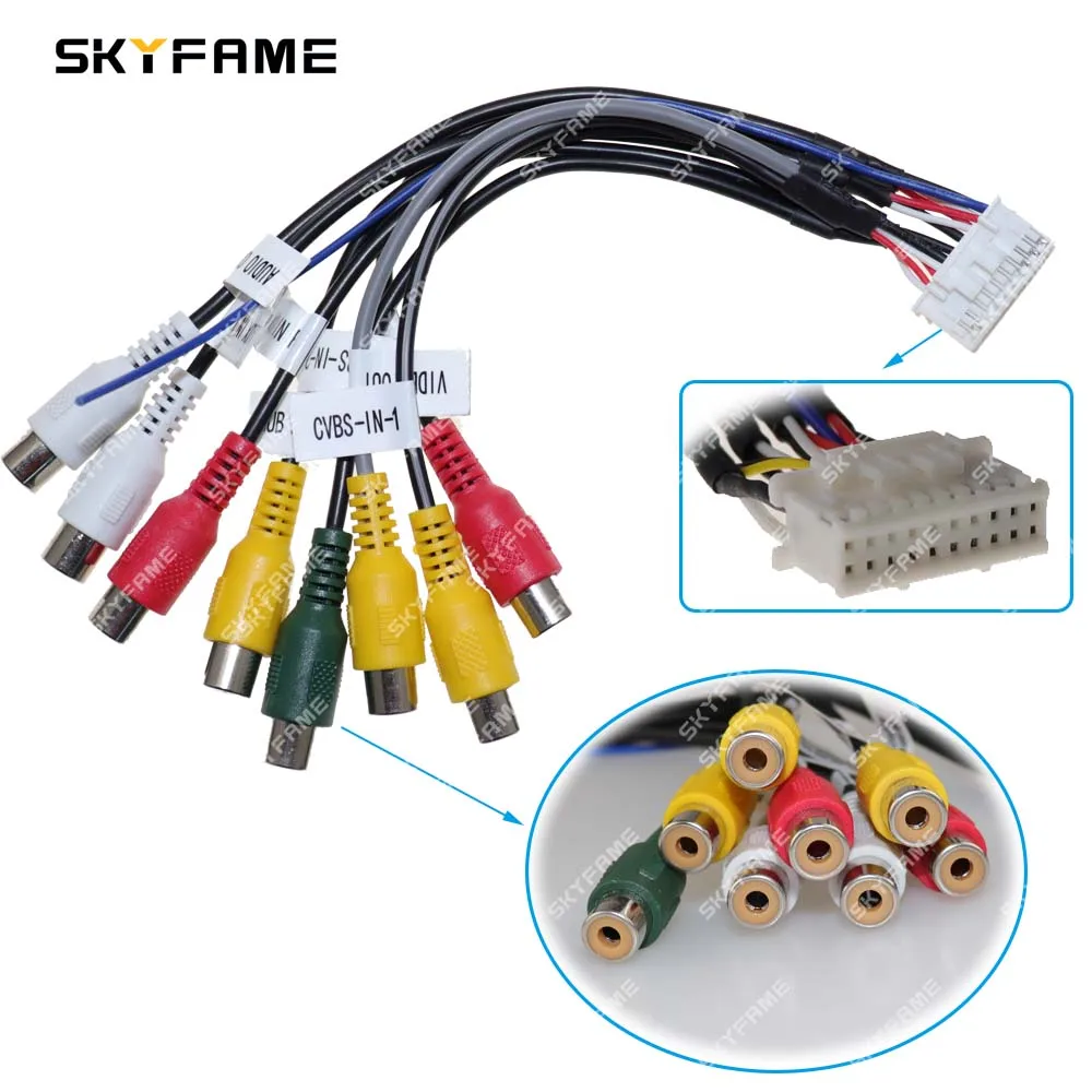 SKYFAME Car Head Unit Wire Harness Kit For Car Android RCA Cable GPS 4G Antenna Reversing Line USB Microphone SIM Card Slot