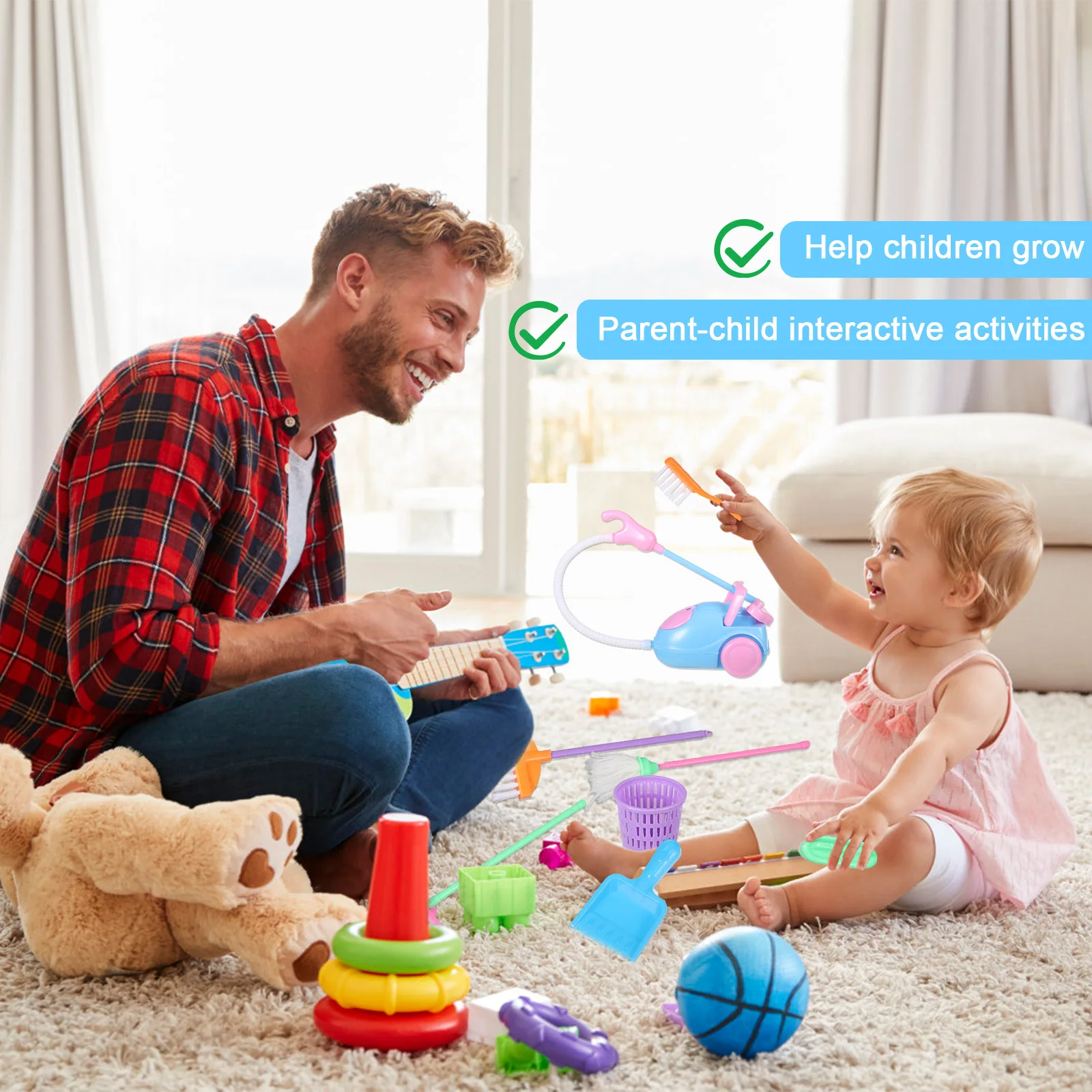 Mini balai et serpillière jouets 9 pièces/ensemble Kit d'outils de nettoyage pour enfants en bas âge Nettoyer les garçons et les filles Jouet éducatif amusant pour enfants