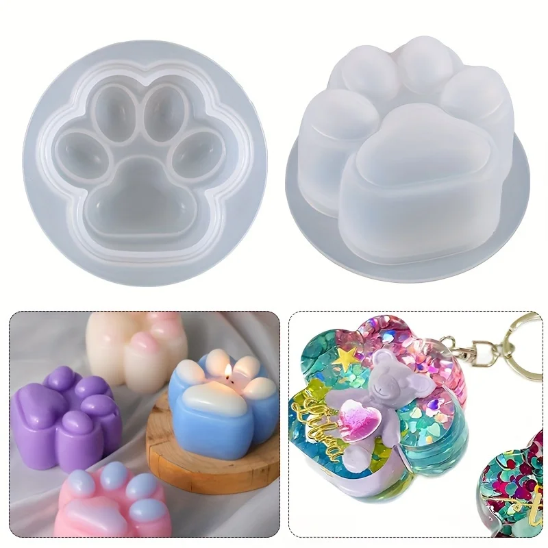 1 Large Cat Paw Silicone Mold，ApplicableDIYCandle、Resin crafts and keychains - Durable Cartoon Paw Design，Suitable for home deco - view 2