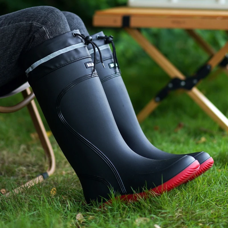 2026 أحذية المطر الراقية للرجال والنساء مغلقة مقاومة للمطر ومقاومة للماء قصيرة ومتوسطة الطول بطول الساق أحذية مطاطية برباط مانعة للانزلاق #6
