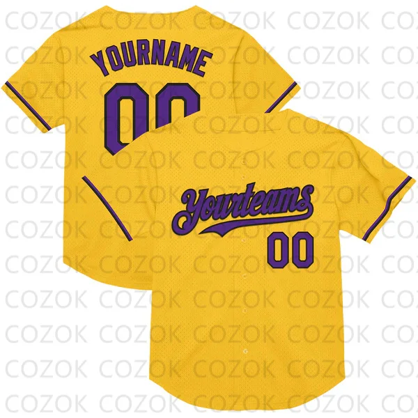 

Custom Yellow Purple Series Baseball Jersey Men Women Shirt 3D Printed Shirt Team Shirts Hip Hop Unisex Tops