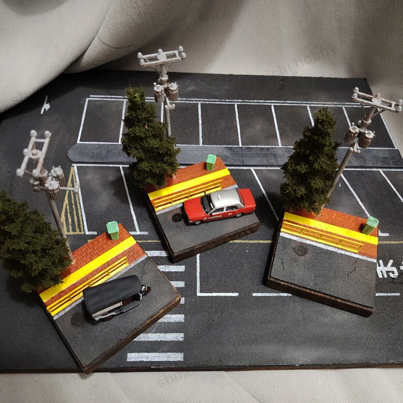 1PCS Miniature Display Scene Model Simulated Highway Parking Space Desktop Ornament Diorama Parts for 1/64 Car/Motorcycle/Figure