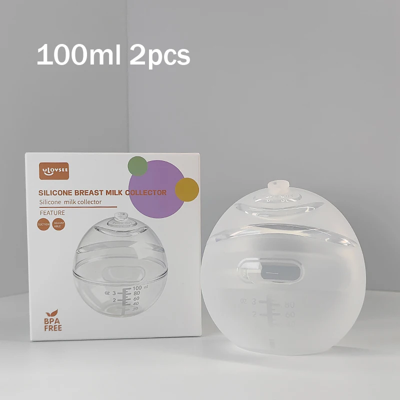 New 3oz/100ml Full Silicone Breast Milk Collector with Scale,Soft Breast Shell,Wearable Nursing Cup Pad Breast Shield,Milk Saver