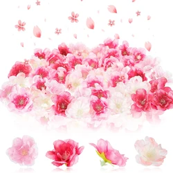 7/14Pcs Peach Blossom Petals Artificial Flower Heads Cherry Blossom Heads Home Room Decor Bridal Wedding Decoration Accessories