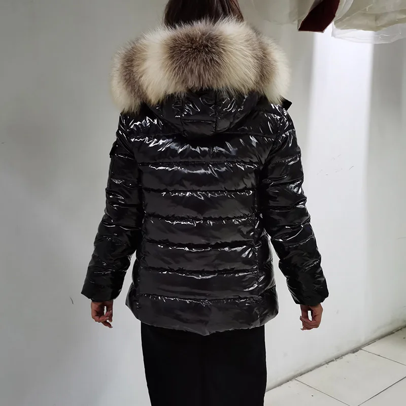 2024 maomaokong jaqueta de inverno feminina pato para baixo parka natural real raposa gola de pele de guaxinim com capuz grosso quente outerwear