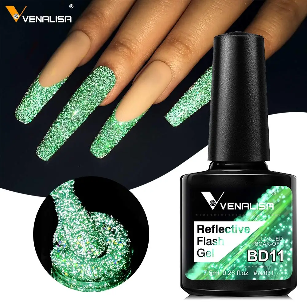 VENALISA Reflektierendes Glitzer-Nagelgel-Nagellack-Pigment zum Einweichen von Emaille-Nagelkunst-Maniküre, Urlaub, glitzerndes Disco-Gel für perfekte Zwecke – Detail 5