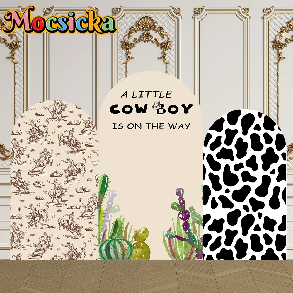 

Mocsicka 2-Sided Arch Cover A Little CowBoy Is On The Way Decoration Backdrop Baby Shower Arch Wall Children 1st Birthday Party