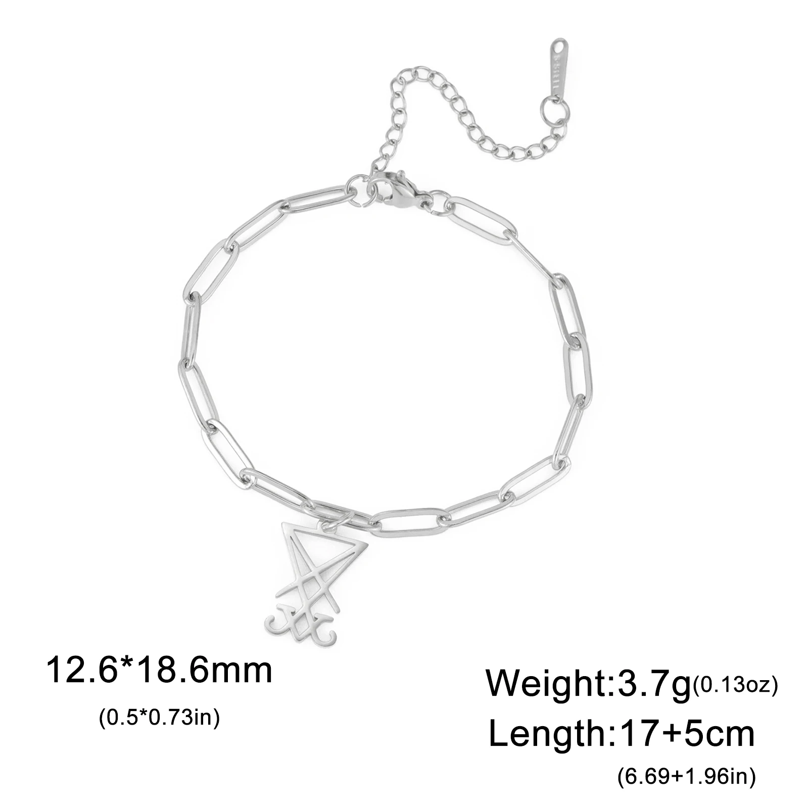 LIKGREAT Sigil Of Lucifer Bracelet for Women Men Satan Symbol Pendant Stainless Steel Gothic Satan Cross Religious Amulet Gift