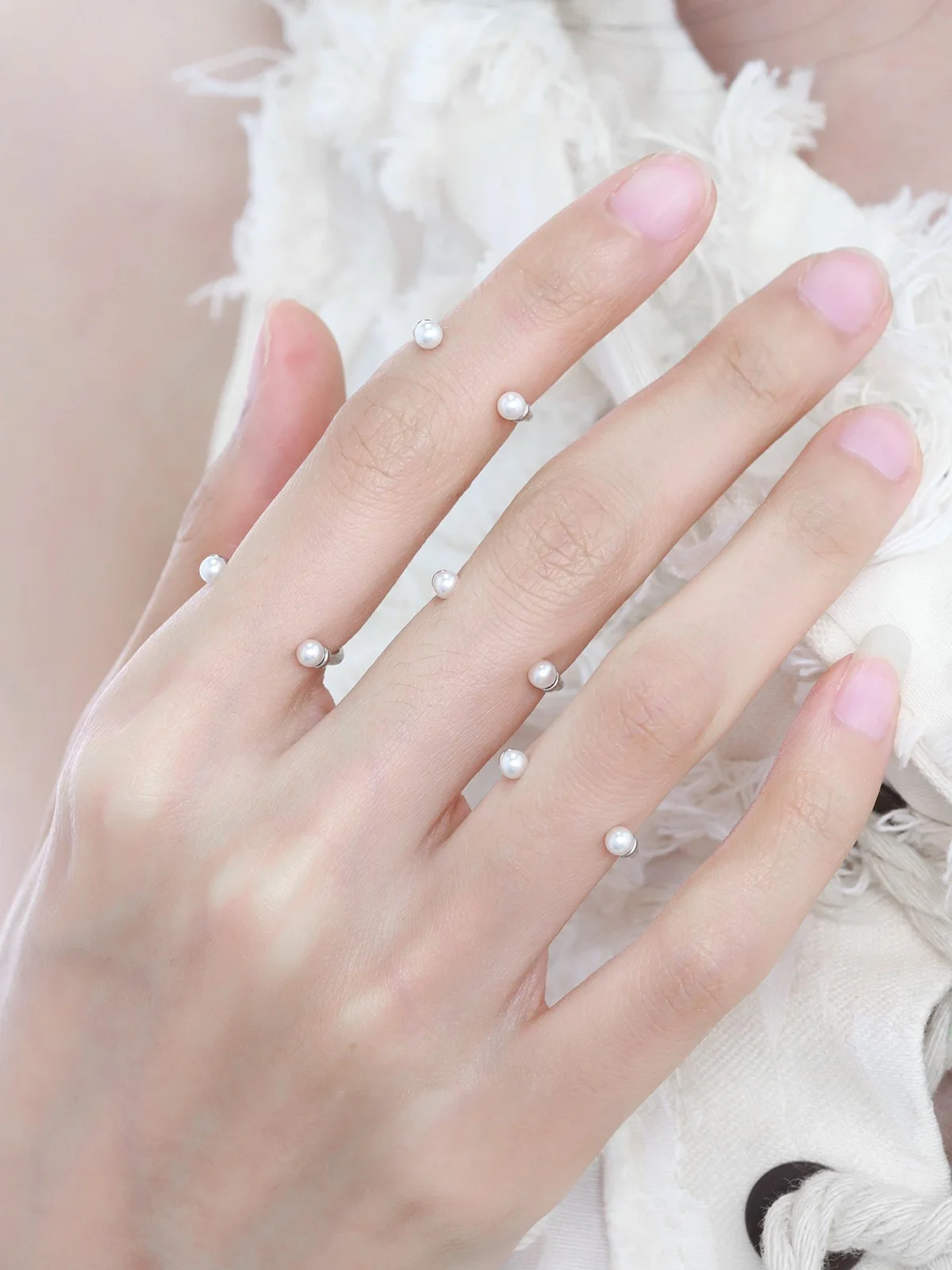 F.biosN.S-Bague minimaliste en argent regardé 925, petite taille, perle ouverte, ligne fine, bague d\'Li-, bague empilable, mode INS