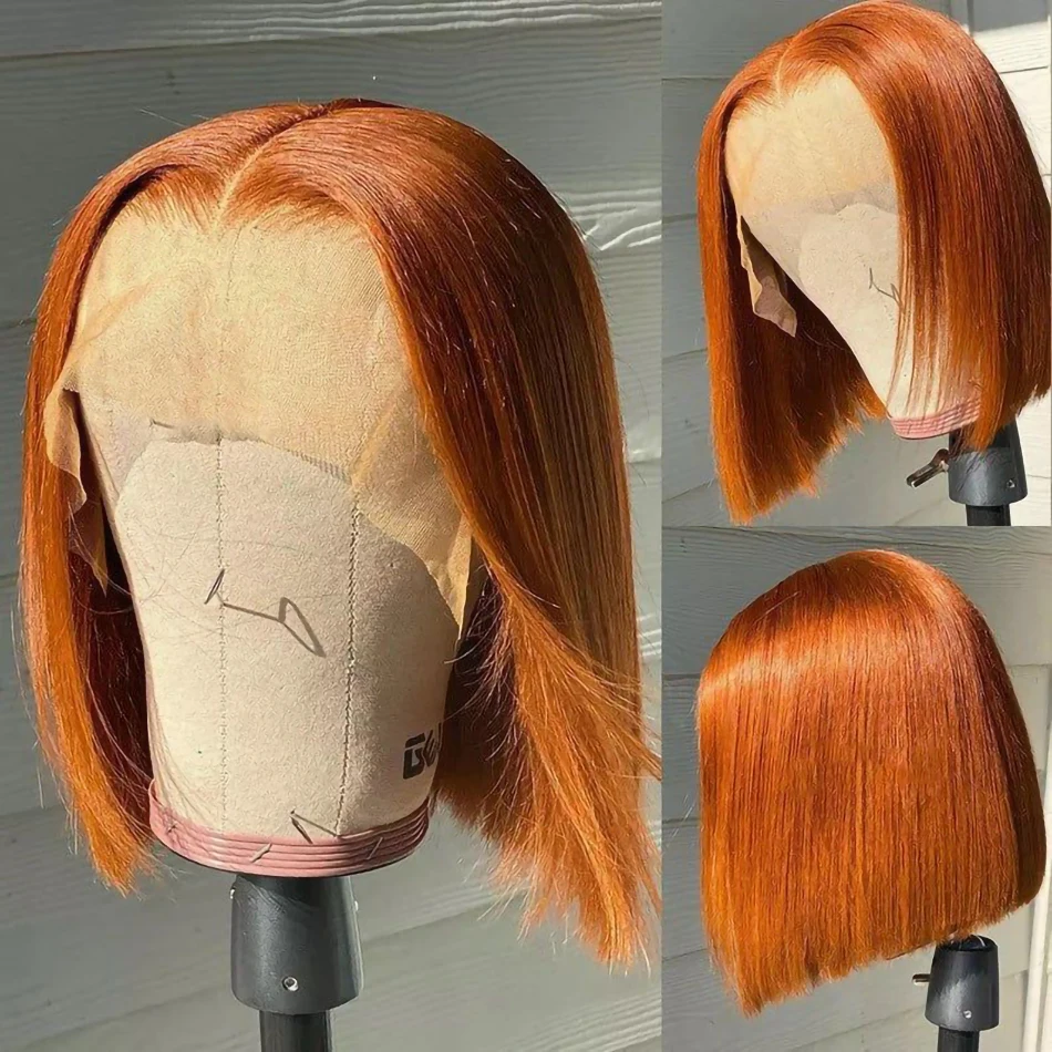 

Short Bob Wig Ombre Lace Front Wig For Black Women Ginger Orange Highlight Human Hair T Pare Lace Wig Cheap Bob Pre Plucked Hair