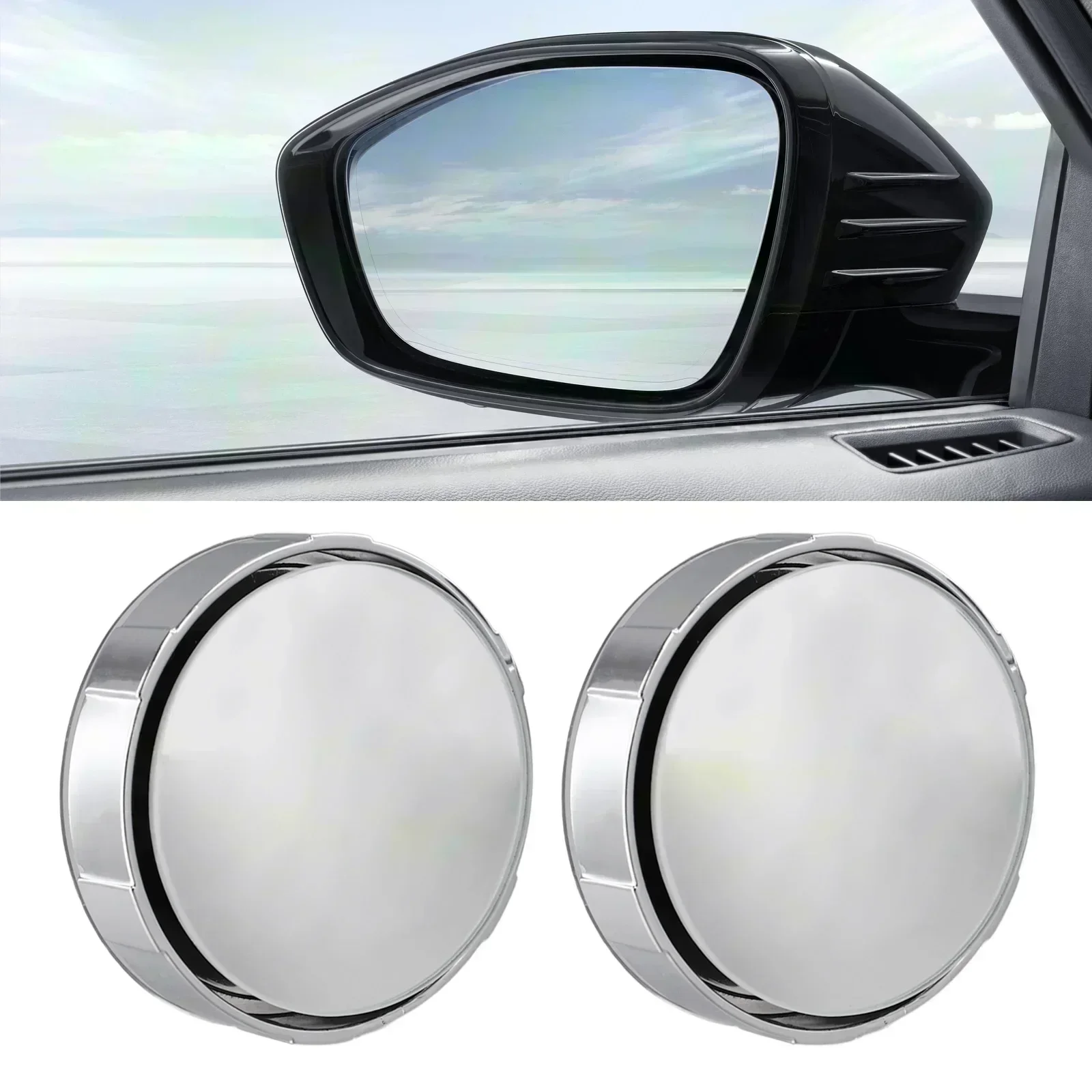 2Pcs Car Blind Spot Rear View Mirror Side Blind Spot Mirror For Car 360-Degree Suction Cup Parking Auxiliary Convex Mirror