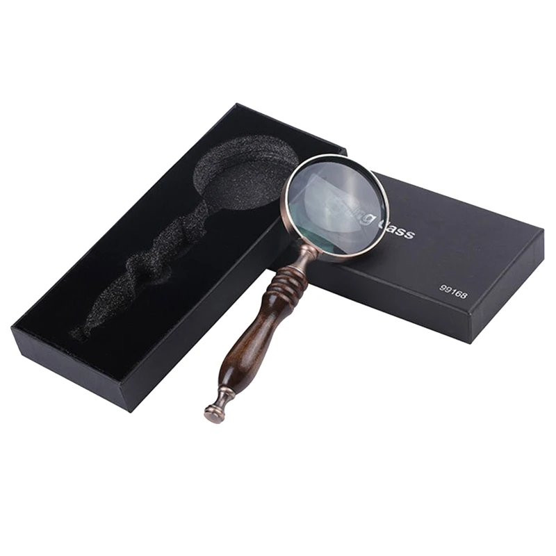 10X Handheld Magnifying Glass Antique Metal Magnifier with Blackwood Handle Drop Shipping