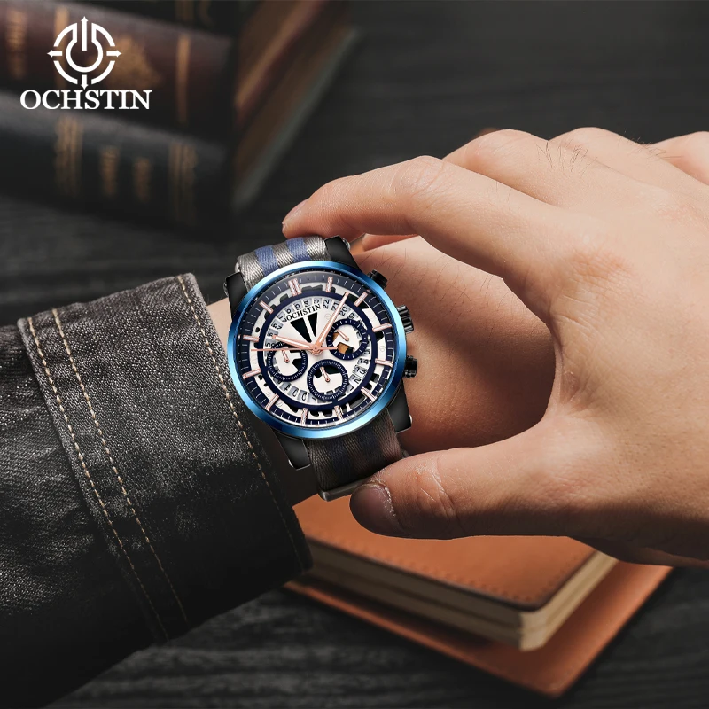 OCHSTIN new 2024 personalized simple models creative nylon series skeleton mechanical movement men's mechanical watches