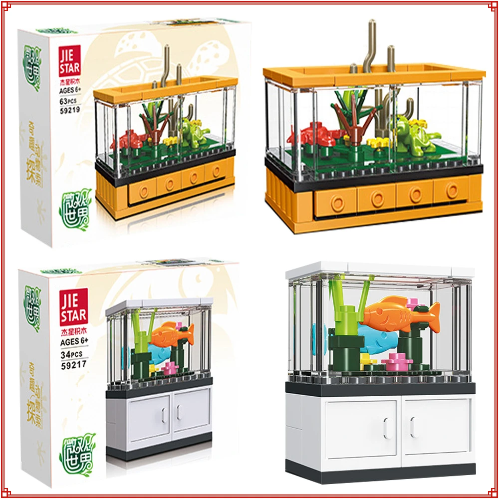 

Microscopic Terrarium Building Blocks Home Furnishing Appreciate Fish Tank Turtle Box Desktop Ornament Model Children Gift Toy