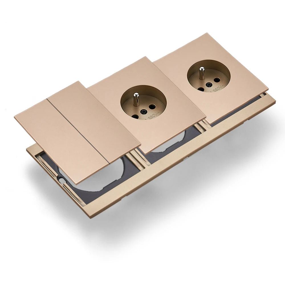 Skin Sensation France Integrated Panel Power Sockets Skin Feel Paint Embedded Wall Socket Rocker Switch Button Light Switch Home