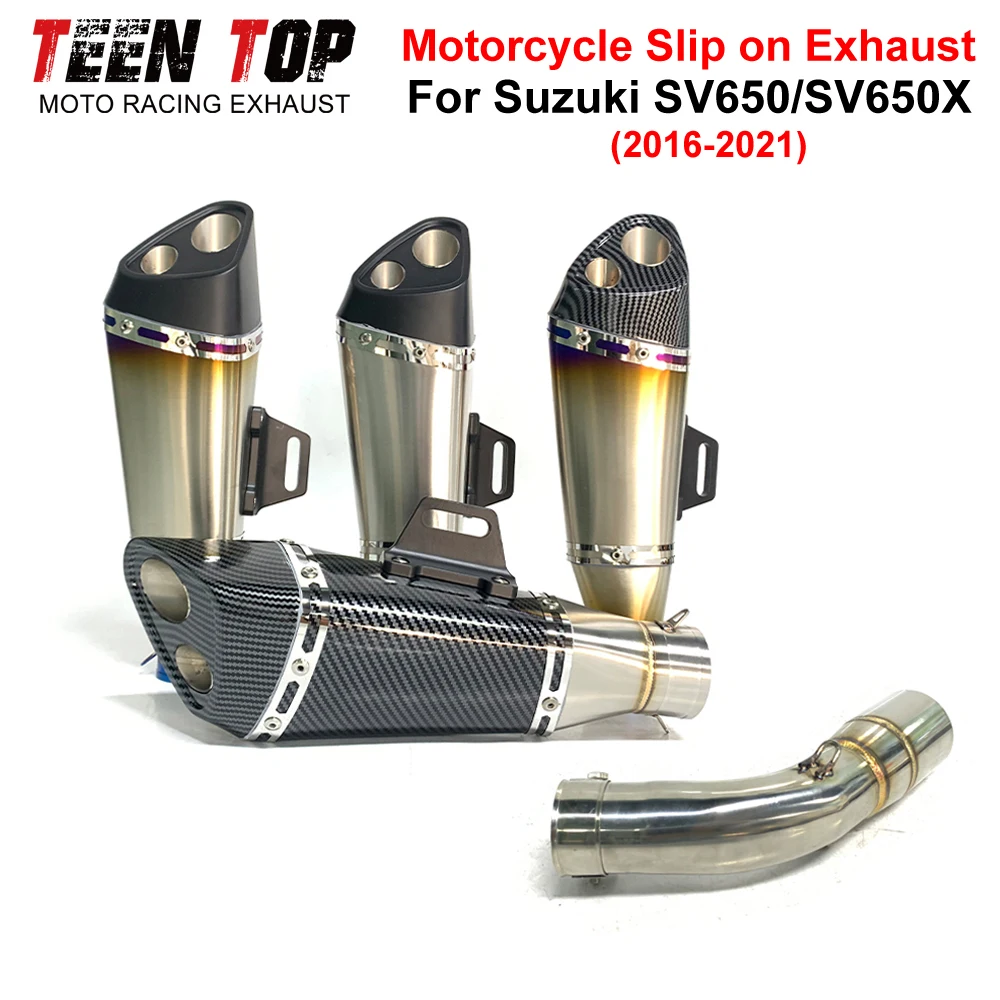51mm Stainless Steel Universal Exhaust Muffler For SUZUKI SV650 SV650X 2016-2020 2021 Slip On Exhaust Connection Pipe view 2