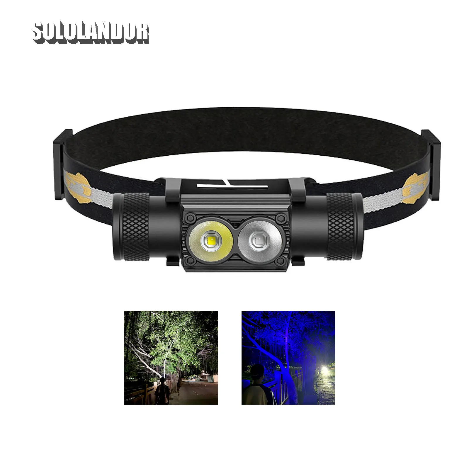 White Blue LED Headlamp Mini Flash Night Light Fishing High Power Headlight 18650 Type C USB Head Torch Catch Fish Flashlight
