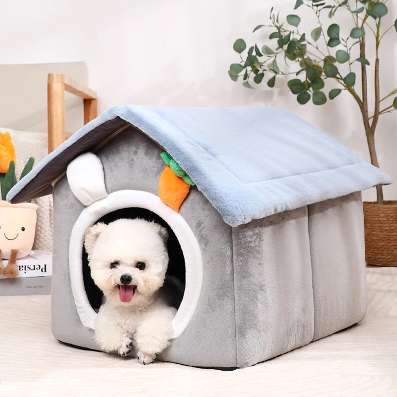 Casa dobrável interior para cães e gatos, sofá quente, canil, tapete de cama para pequeno, médio, grande, caverna de cachorro, ninho de gatos, produtos para animais, inverno