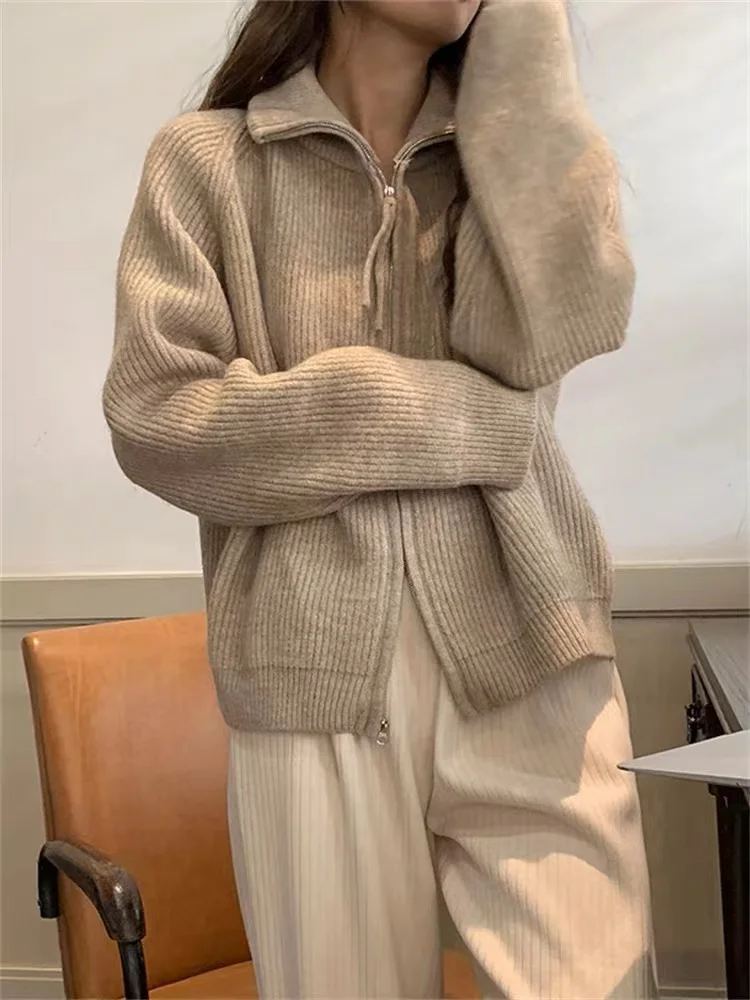 Winter Women Sweater Knitted Cardigan Oversize Girls Sweater Woman Cashmere  Pullover Tops Long Sleeve Maxi Vintage Y2k Thick