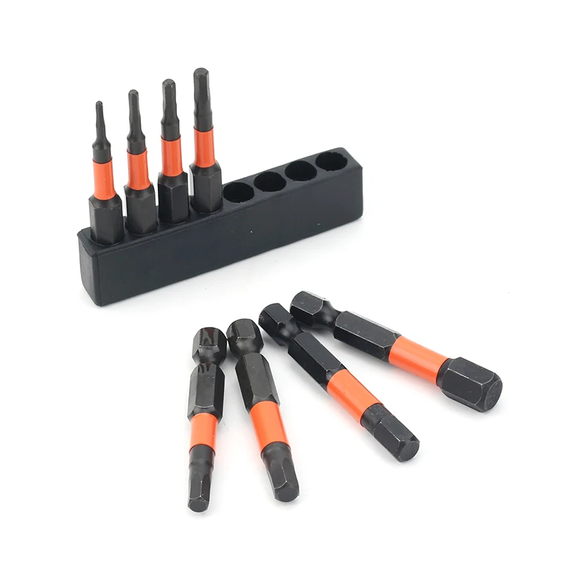 H-Type 50mm Hexagon Socket Magnetic Bit Holder 10pcs TS2 Material Phosphide Black Electric Screwdriver Set Slotted Screw Head