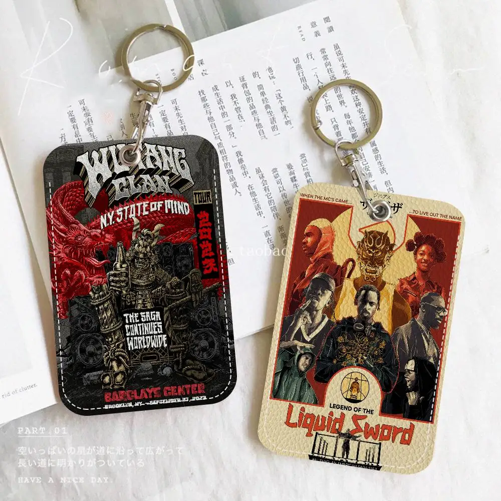 WU-T--TANG CLAN الفرقة 1 قطعة حافظة بطاقات الوصول حافظة بطاقات جلدية المفاتيح حلقة رئيسية باب الوصول العلامات حافظة بطاقات الهوية المفاتيح