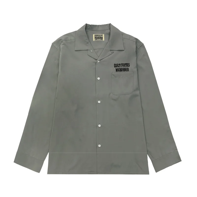 New Simple Solid Colour WACKO MARIA Letters Logo Embroidery Best Quality Autumn Mens Womens Long Sleeve Shirt