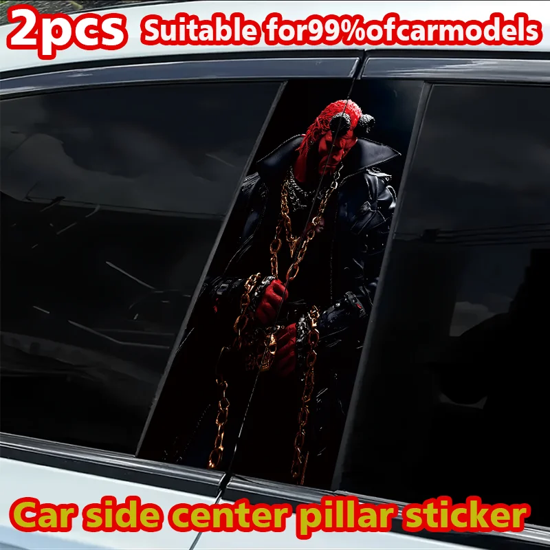 

2 pieces of car B-pillar stickers Demon Warrior Polyethylene protective film