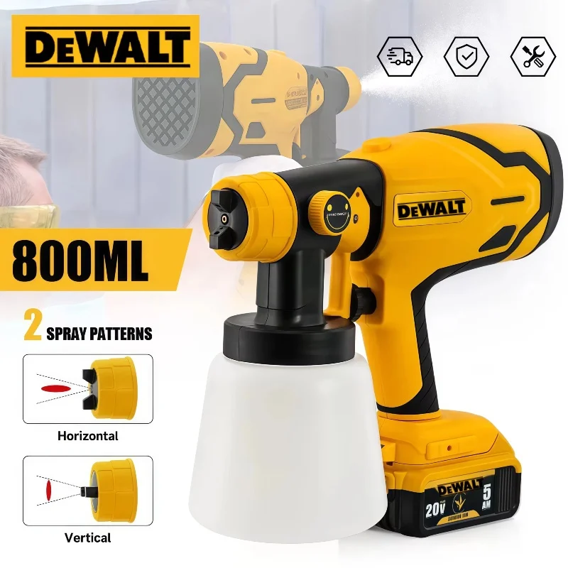

Dewalt 800ML Cordless Electric Spray Gun Portable Paint Sprayer High Power Auto Furniture Coating Airbrush