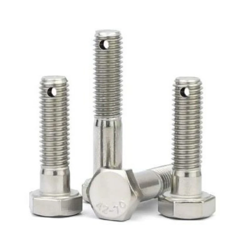 1/2/5/10pcs 304 Stainless Steel GB31.1 Half Tooth Tail with Hole Screw 931 with Hole Safety Hole Bolt M6 M8 M10 M12 M14 M16