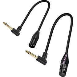 50cm Right Angle Elbow TS 6.35 Male XLR Male Female Audio Cable Line 90 Degree Mono 6.35mm Male CANNON Female Male Audio Cord