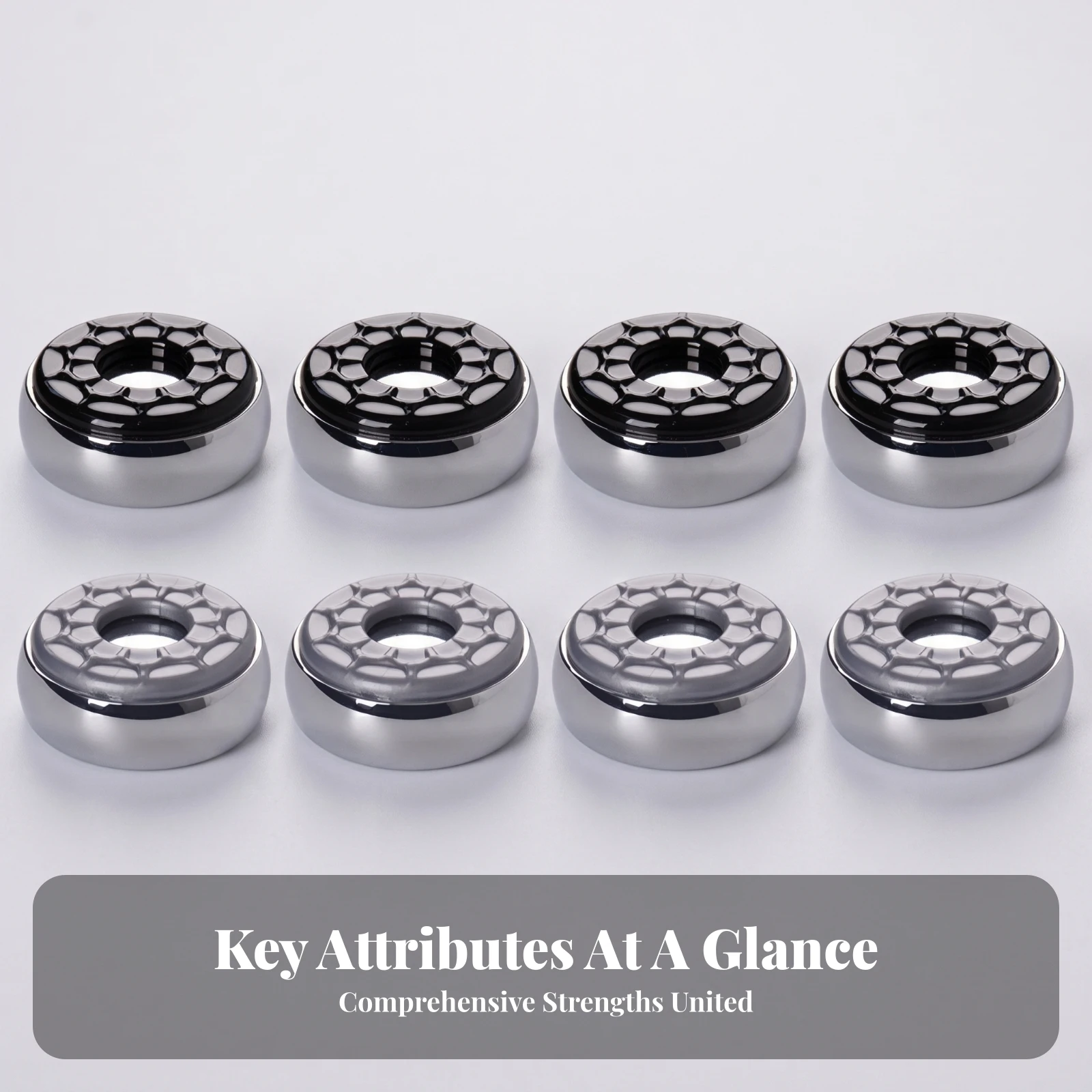 8 Pieces Shuffleboard Table Puck Plastic Caps Chrome Shuffleboard Puck Game Accessory Center Opening Ringed Top view 2