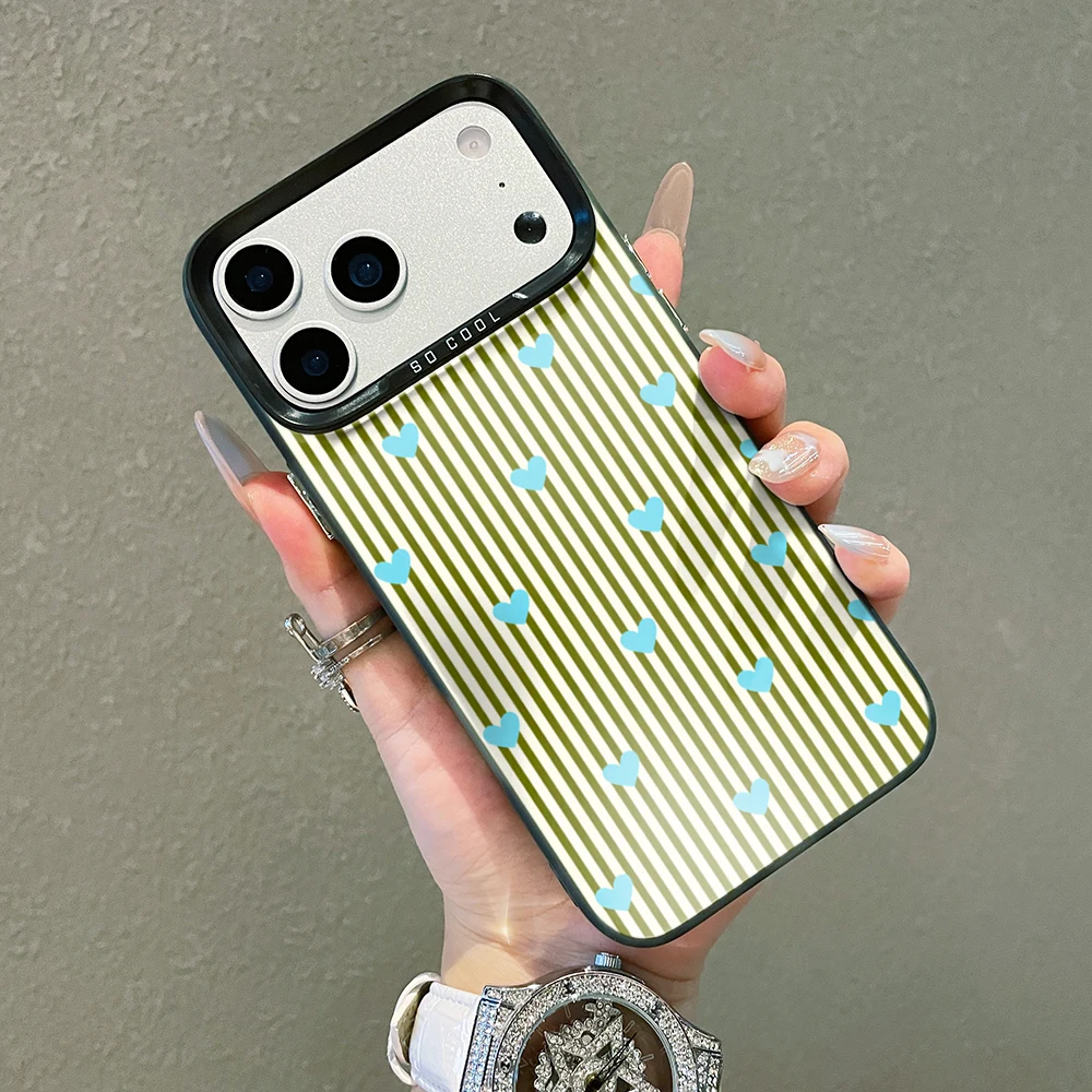Gestreifte Herzen Luxus-Hülle für iPhone 17 15 16 14 Pro Max Case Plus für iPhone 13 11 12 ProMax XS XR XS 7 8 Plus 16E INS Hüllen – Detail 13