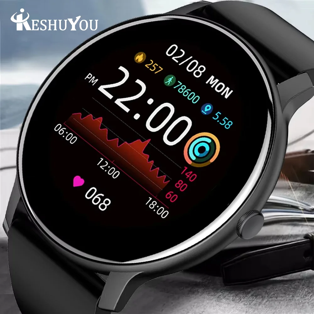 KESHUYOU New Smart Watch Women's Men's Full Touch Screen Bluetooth Talk Sports Fitness Tracker Heart Rate Monitor Smart Watch