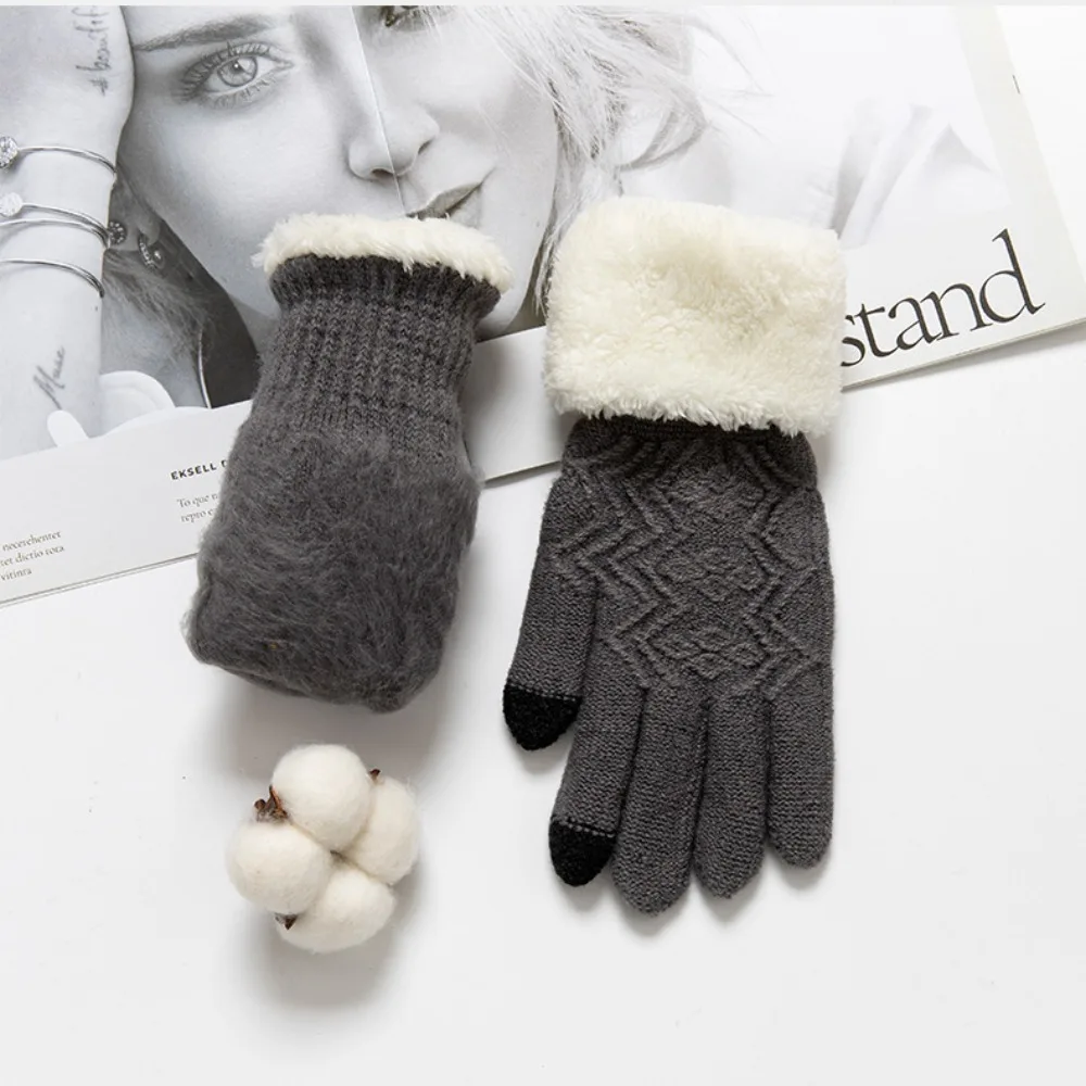 New Touchable Screen Winter Gloves Knitted Warm Driving Mittens Full Finger Full Finger Gloves Women Men