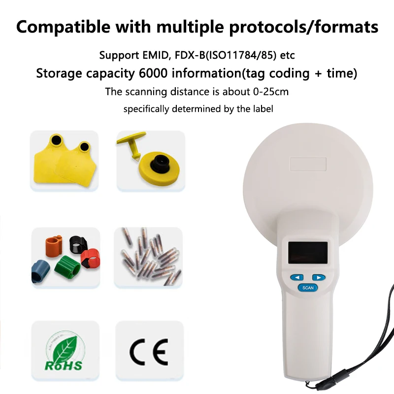 CMRFID 134,2 kHz Ohrmarke Id Reader Mini Tragbare Bluetooth Haustier Microchip Reader Scanner Tier Integrierte Reader tier