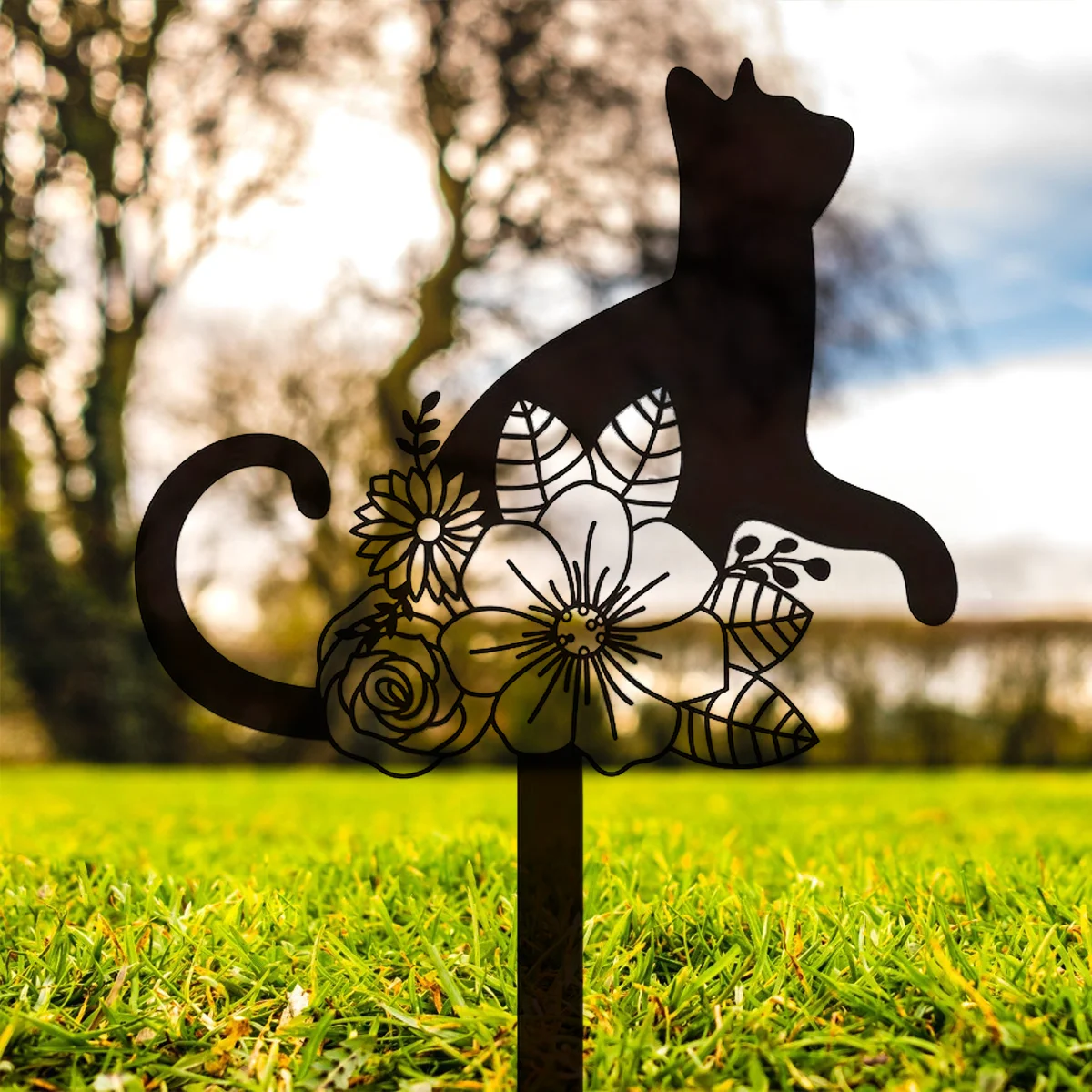 

1pc Metal Pet Grave Markers Sign Cat Memorial Stake Metal Sign Stake Cat Loss Gift Sympathy Sign Remembrance Stake Garden Decor