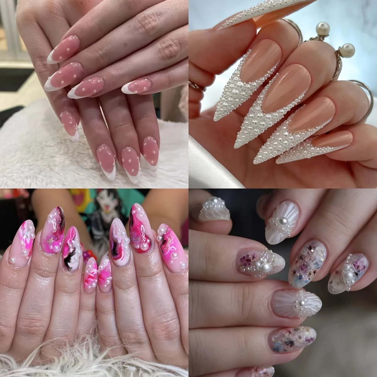 11330 ชิ้น 24 กริดสีขาวแบนไข่มุกเล็บสำหรับตกแต่งเล็บ, ครึ่งรอบไข่มุกสำหรับงานฝีมือ