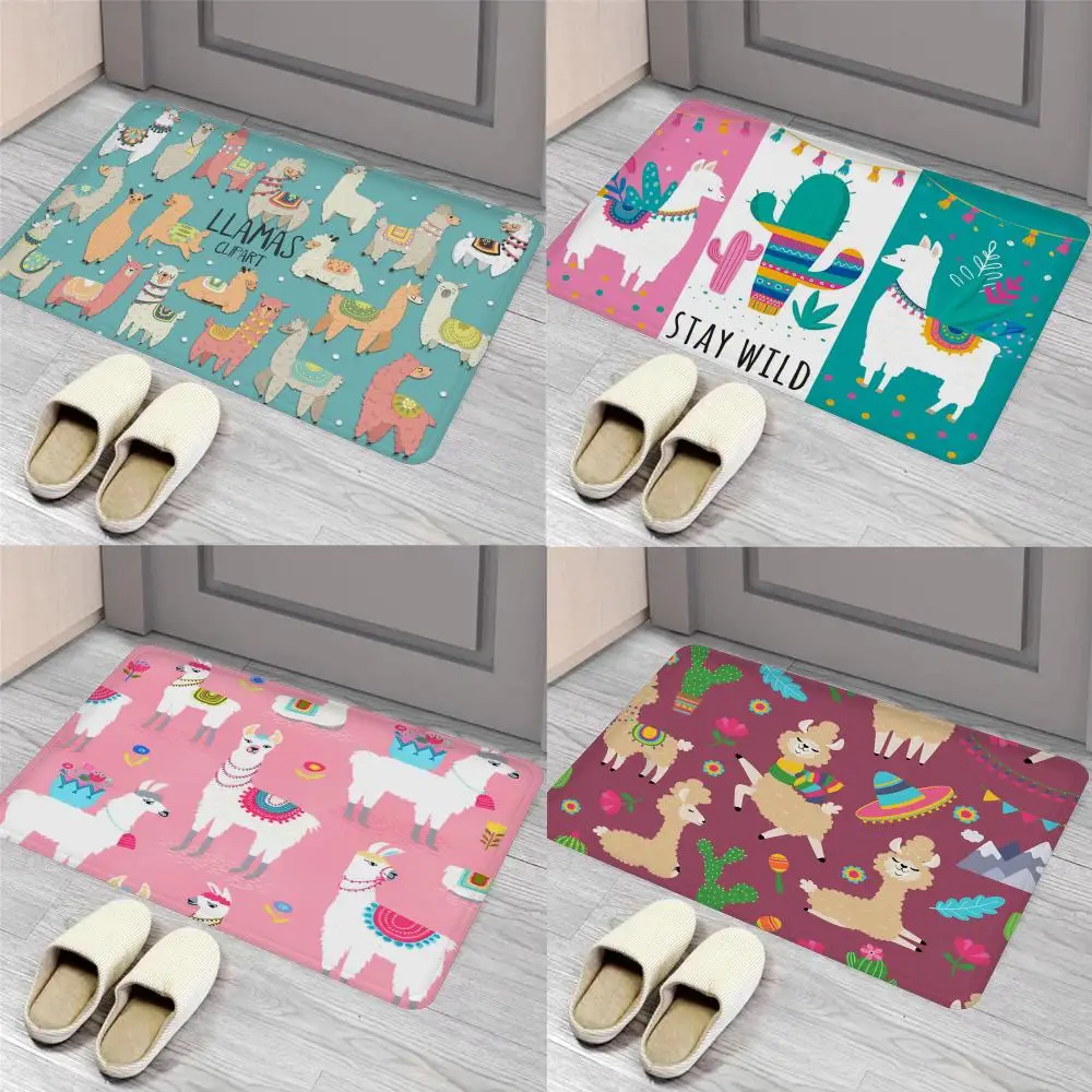 

Llama Alpacas Floor Mat Entrance Door Mat Nordic Style Home Doormat Bathroom-Toilet Mats Bedroom Hotel Decor Mat