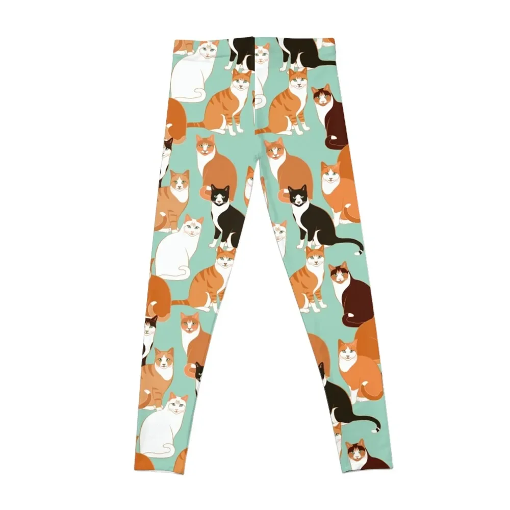 Ginger Cats on mint Leggings push up legging sports woman gym Leginsy push up Womens Leggings