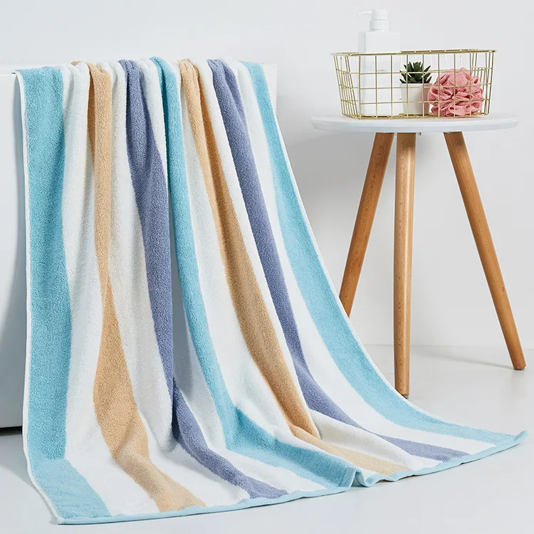 Cotton Bath Towel Thickened and Enlarged 70 * 140cm Comfortable and Soft with Good Water Absorption Large Striped Bath Towel