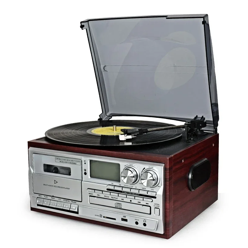 Vinyl Record Player Retro Phonograph Integrated Motor Modern Living Room European Radio Tape CD Bluetooth Audio