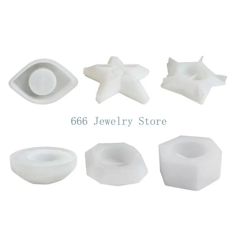 

F2TD Star Eye Hexagonal Candle Holder Molds Epoxy Casting Mold for DIY Candlestick Jewelry Tray Wedding Home Table Decor