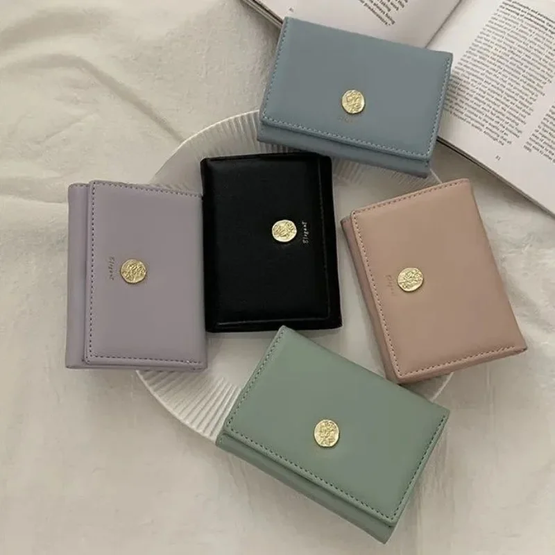 

BOMO Elegant Wallet for Women Fashion Luxury Designer Short Coin Purse Casual PU Leather Solid Colour Card Wallet Pretty Purses